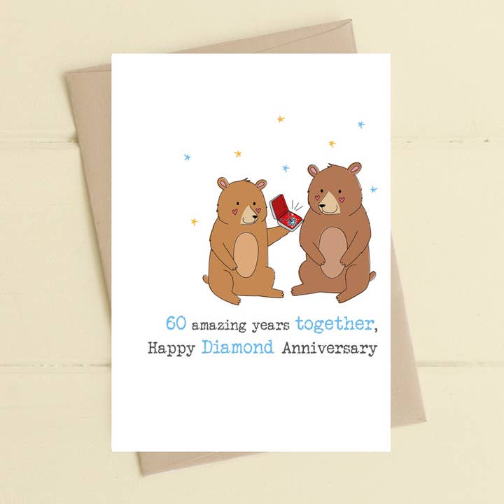 Diamantbryllup - 60 Fantastiske År - Hilsningskort for engroshandel hos Dandelion Stationery