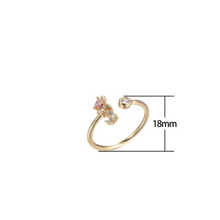 Aim Eternal - Wholesale Multi-Stone Ring - Gold Sea Horse Ring Open Adjustable Ring Animal Under the Sea Inspired O-9971