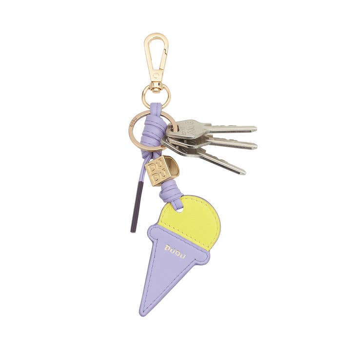 dudu - Wholesale Keychain - Unisex - Dudu Ice Cream Cone Keychain In Leather Vanilla-Berry2