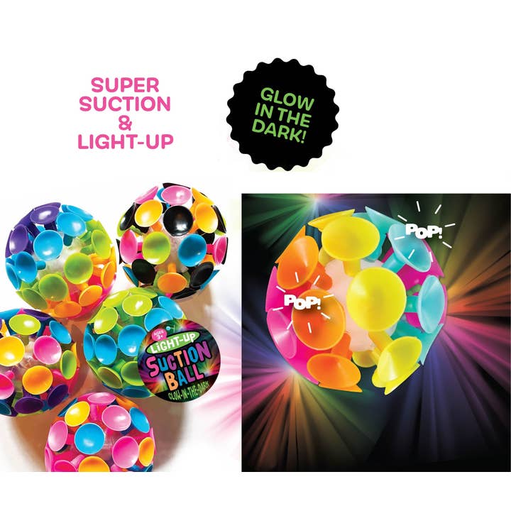 So Much Fun! Light Up Suction Ball Assortment - 18/Pack for wholesale by Novelty Closeout