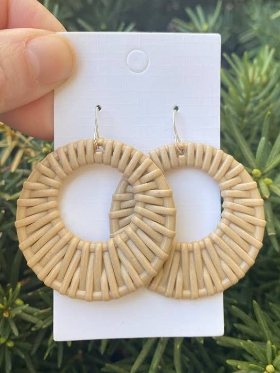 Cappuccino Raffia Rattan Wicker Circle Cutouts for wholesale by Baubles by B