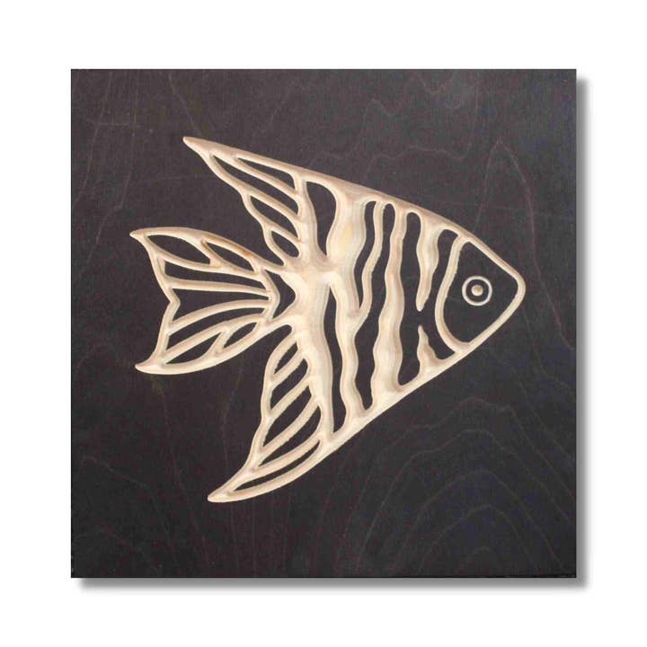 Boho Chic Solid Wood Angel Fish Wall Accent for wholesale by True Stock Studios
