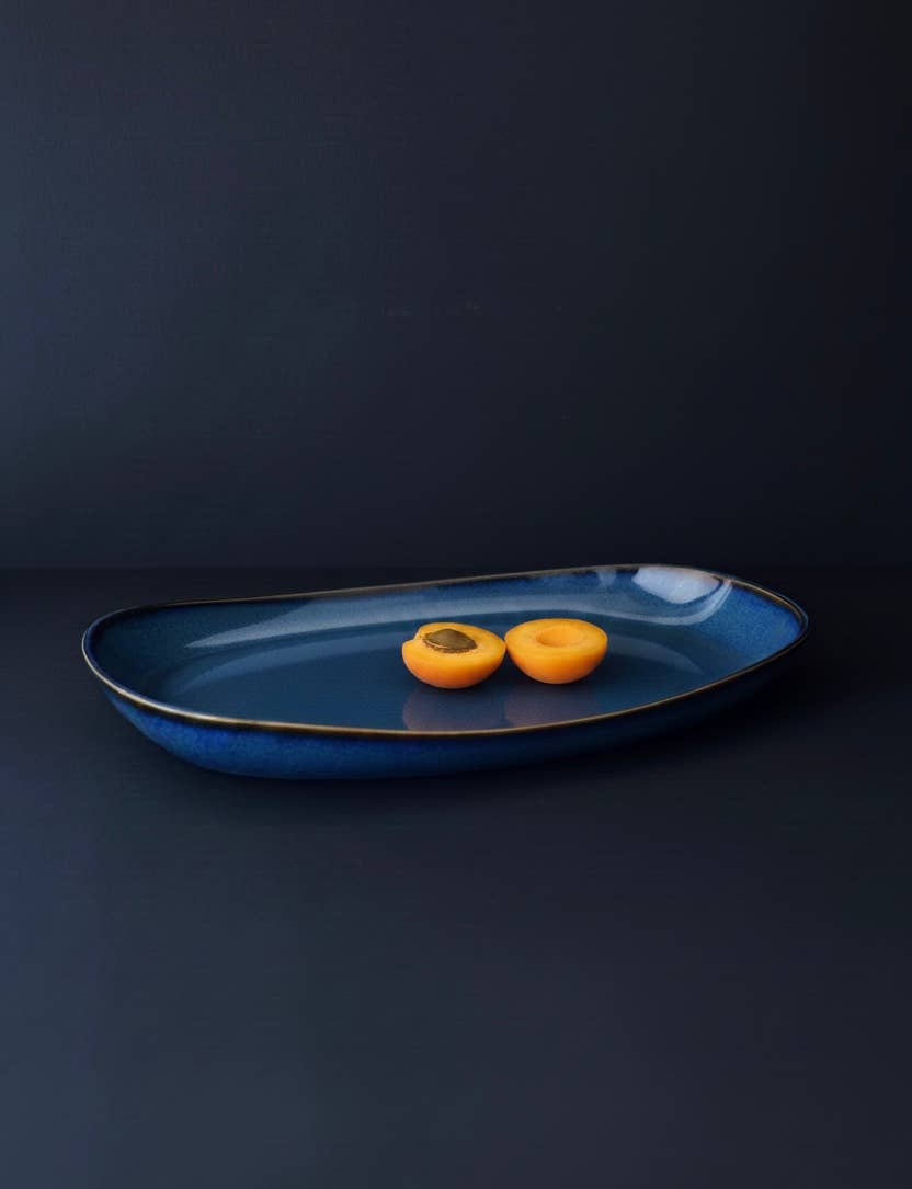 GHARYAN Stoneware & Olive Wood Tableware | USA – wholesale Serving plate – Mini Handmade Long Stoneware Serving Platters  | Dadasi 6