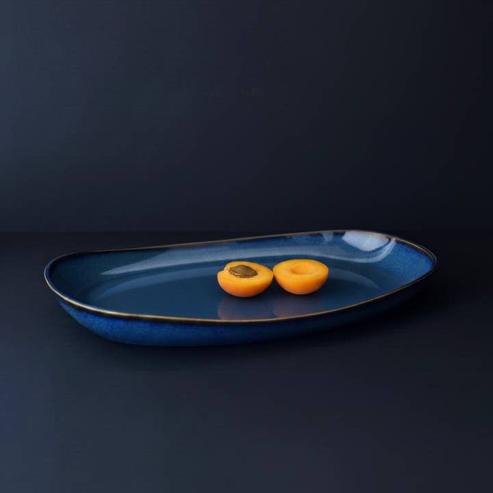 GHARYAN Stoneware & Olive Wood Tableware | USA - Wholesale Serving Plate - Mini Handmade Long Stoneware Serving Platters | Dadasi 6