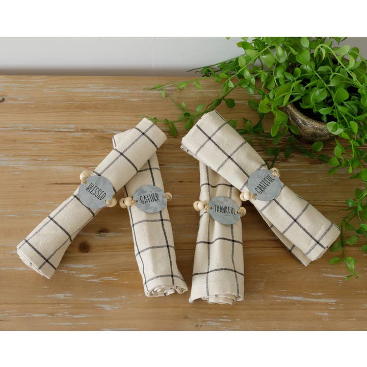 Audrey's Home & Gift – wholesale Napkin ring – Napkin Rings - Blessed, Thankful, Gather, Grateful