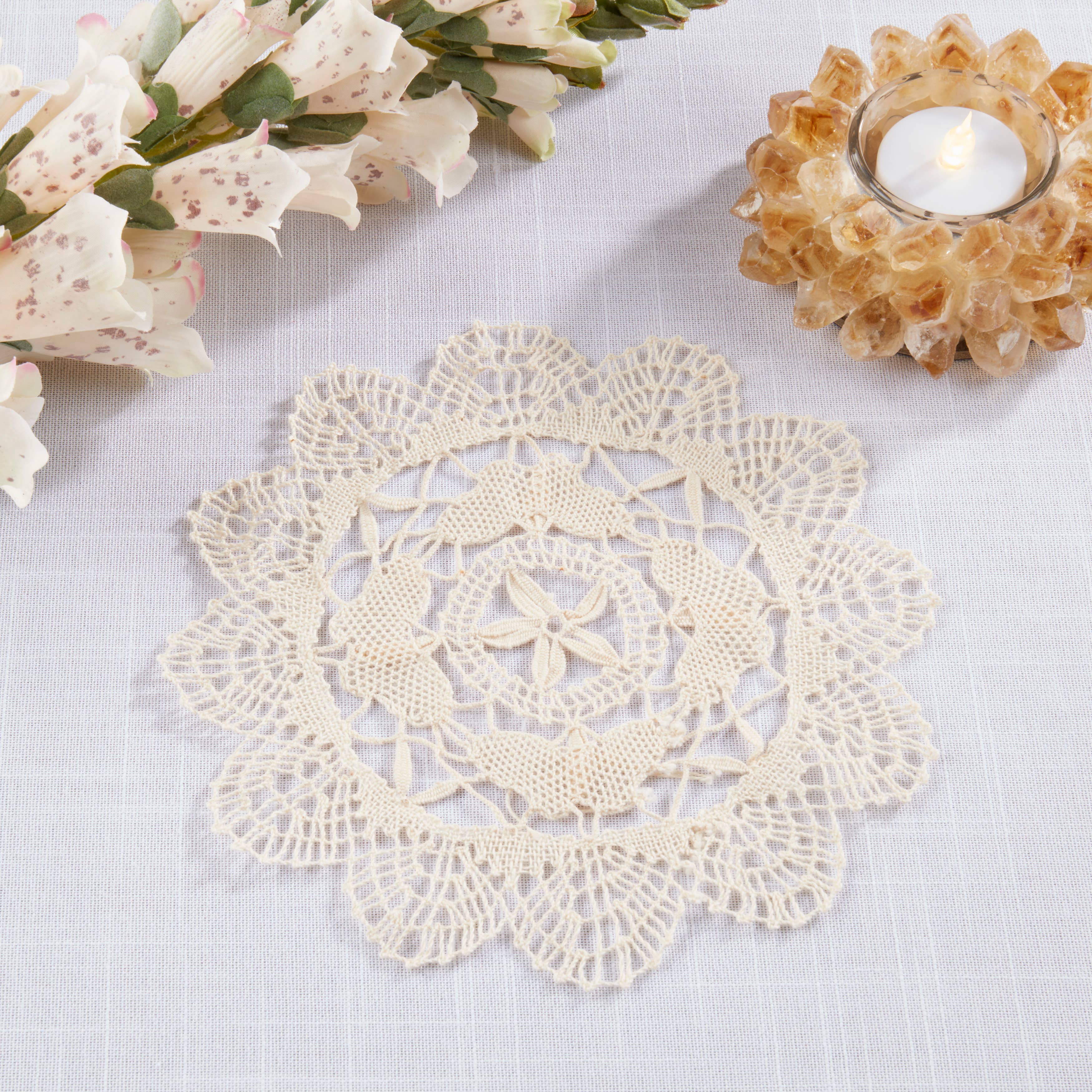 Ecru Cluny Lace Doily for wholesale on Faire1