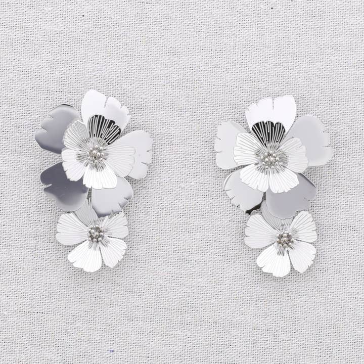 Pendientes Acero Doble Flor para venta al por mayor de Sonata