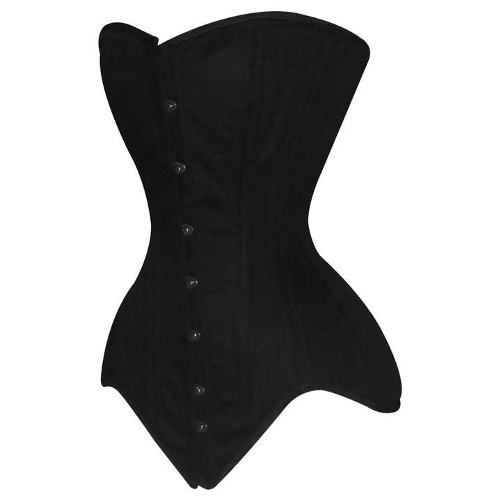 Attire Fashion Club - Wholesale Corset - Women's - Handmade Black Cotton Overbust Corset/Steel Boned Waist