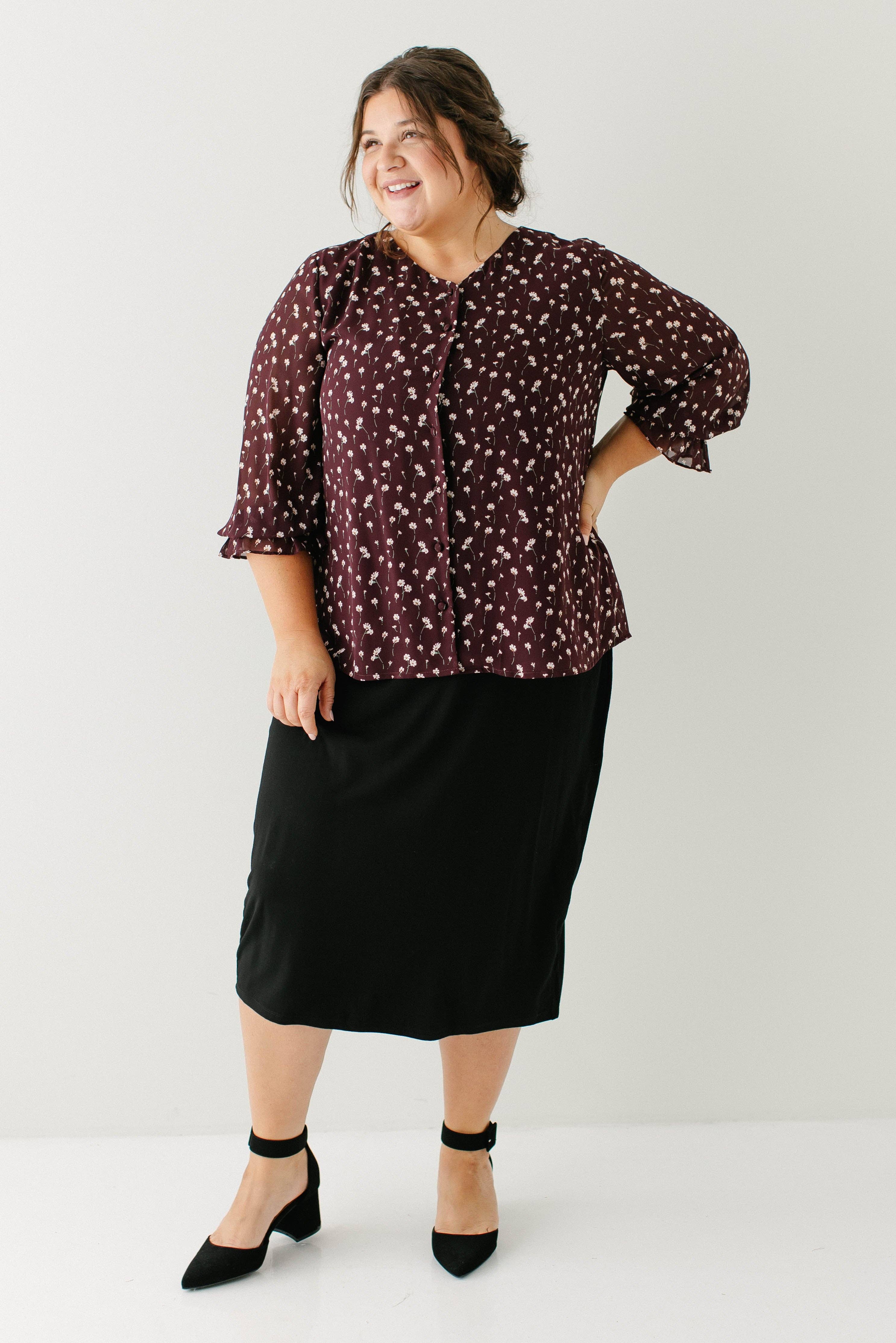 Vino Blusa floreale a maniche 3/4 'Clarissa' in vendita all'ingrosso su Faire6