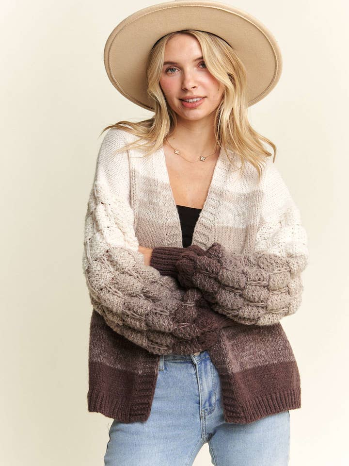 Madelyn – wholesale Kofta - Dam – LESW3603- PUFFÄRMAD OMBRE TRÖJA KOFTA