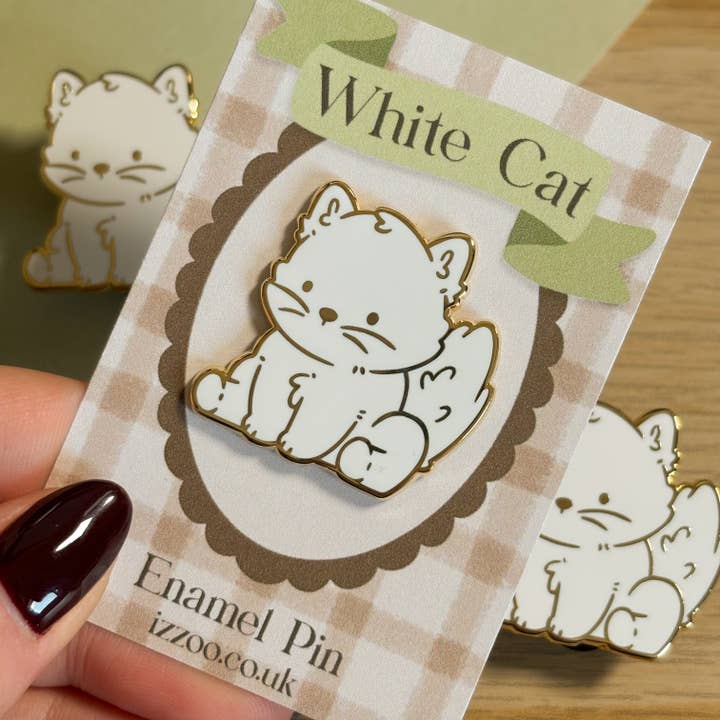 Fluffy Cat Enamel Pin for wholesale by izzoo