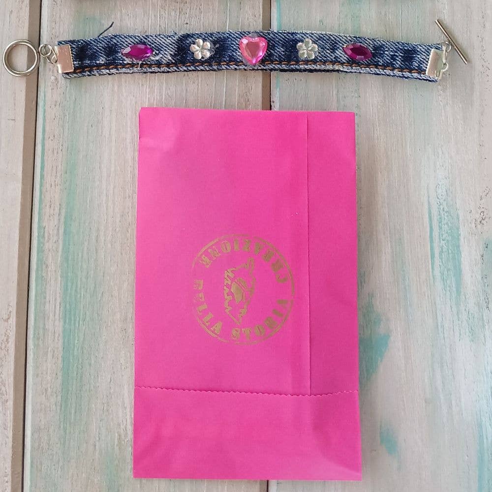 BELLA STORIA CREAZIONE - Wholesale Beaded Bracelet - Kids - 5 children's denim bracelets adorned with rhinestones2