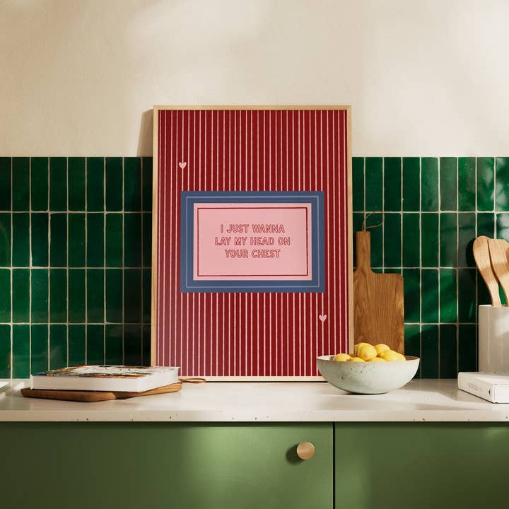 I Just Wanna Lay My Head On Your Chest Cute Couples Print for wholesale by Print and Pigment