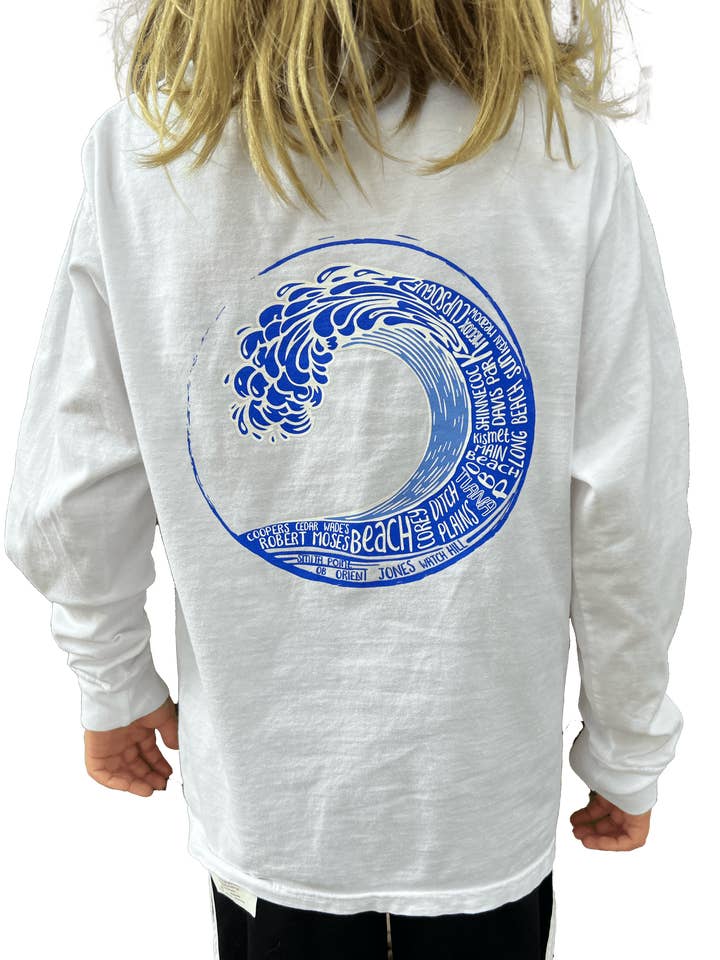 Youth Long Island Beach Wave Long Sleeve Tee for wholesale by Long Island Strong