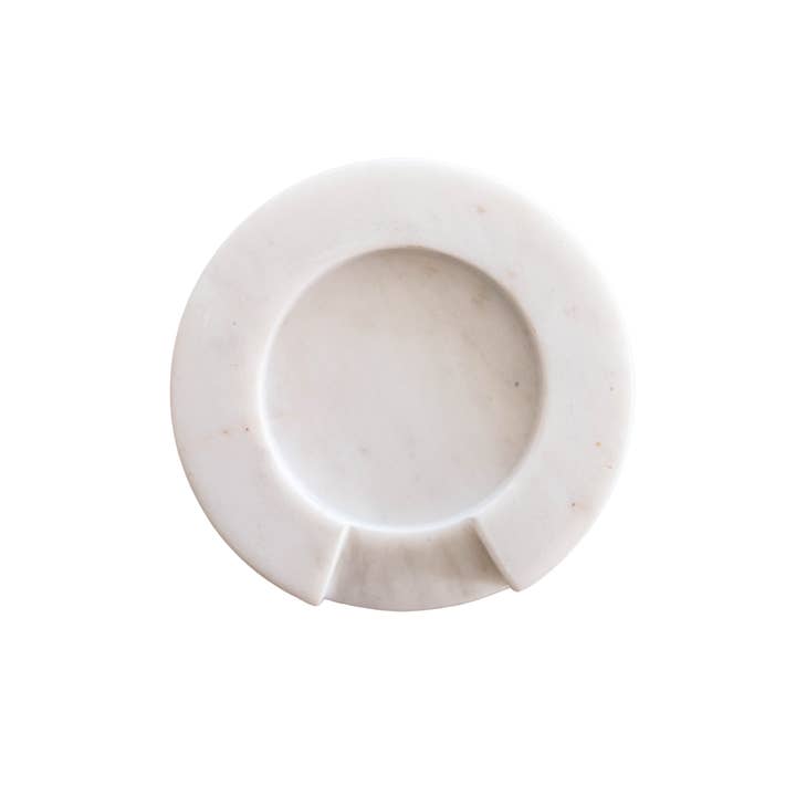 Luxe B Co - Wholesale Spoon Rest - Turned White Marble Round Spoon Rest
