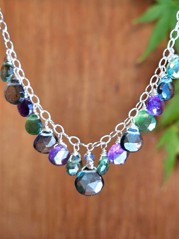 Schieferquarz, grüner Apatit, Amethyst & Serpentin Halskette für den Großhandel von KRISTIN FORD Jewelry With Meaning