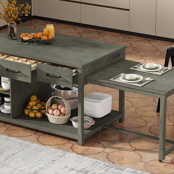 HOMYCASA DESIGN INC - Wholesale Kitchen Storage/Organizer - Extendable Kitchen Island with Power Outlets & Storage24