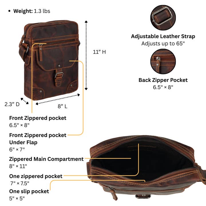 Minori Leather - Wholesale Messenger Bag - Unisex - Denver Leather Crossbody Bag – Unisex – Chestnut4