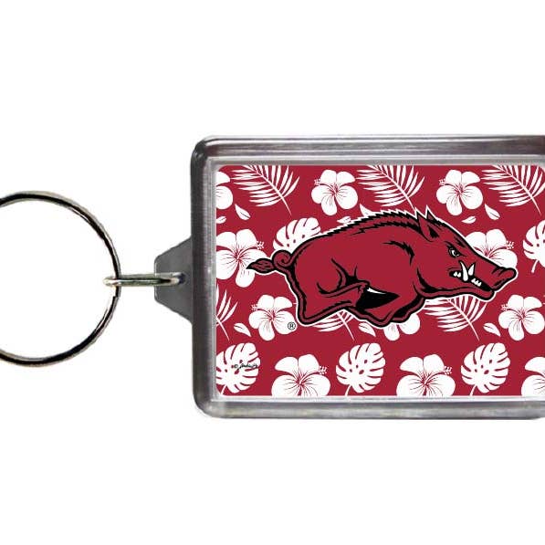 Arkansas Razorbacks Keychain Lucite Aloha for wholesale by Jenkins Enterprises