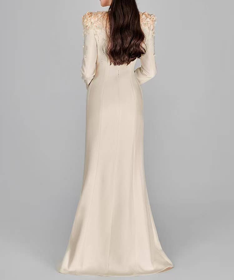 Productseeker - Vendita all'ingrosso Vestito - Donna - DR340Y Abito lungo con perline pesanti e fiori 3D1