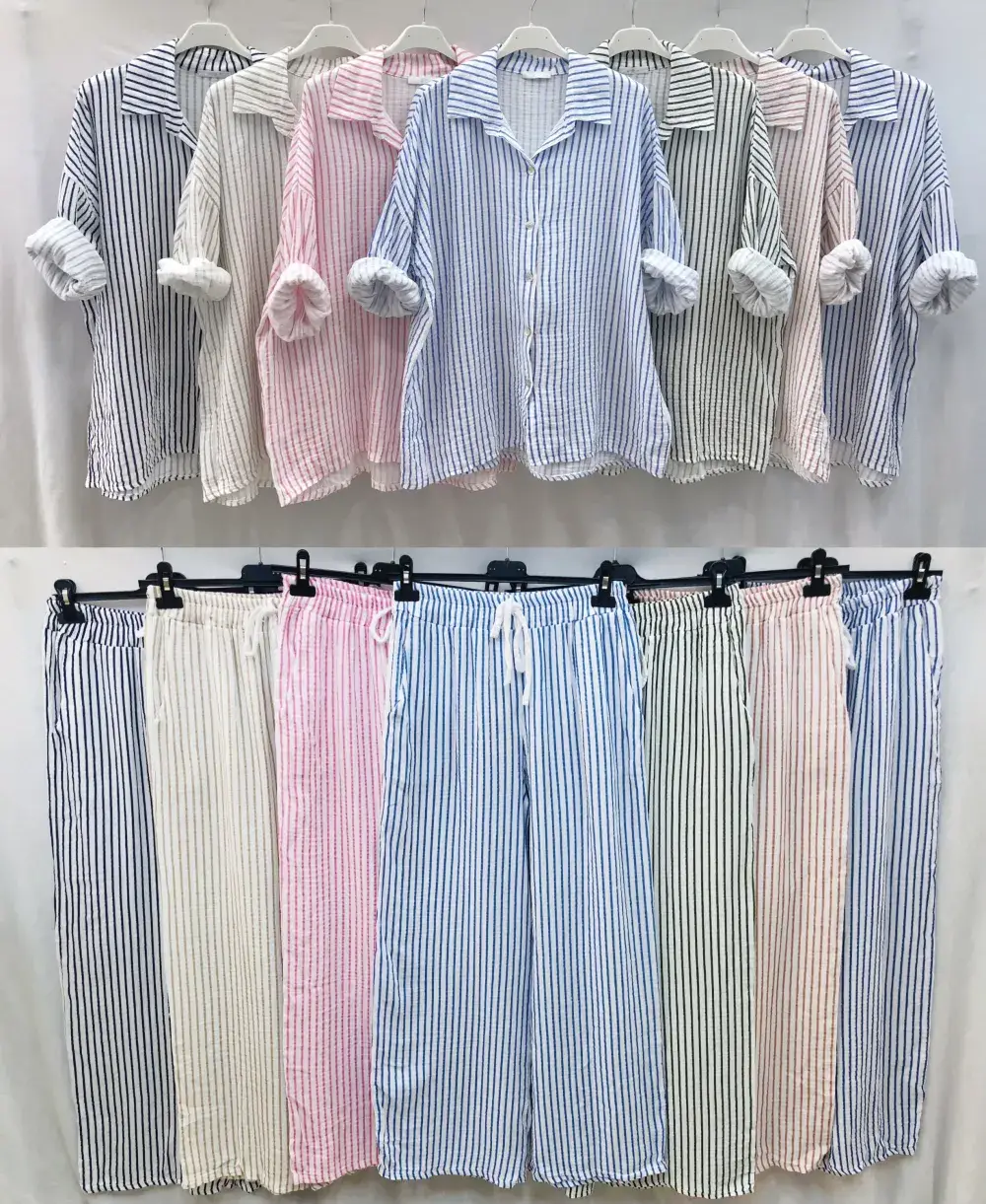 Mimi & Gogo - Wholesale Pants - Women's - Cotton gauze pants with stripes @906771_PaGazeRayure5