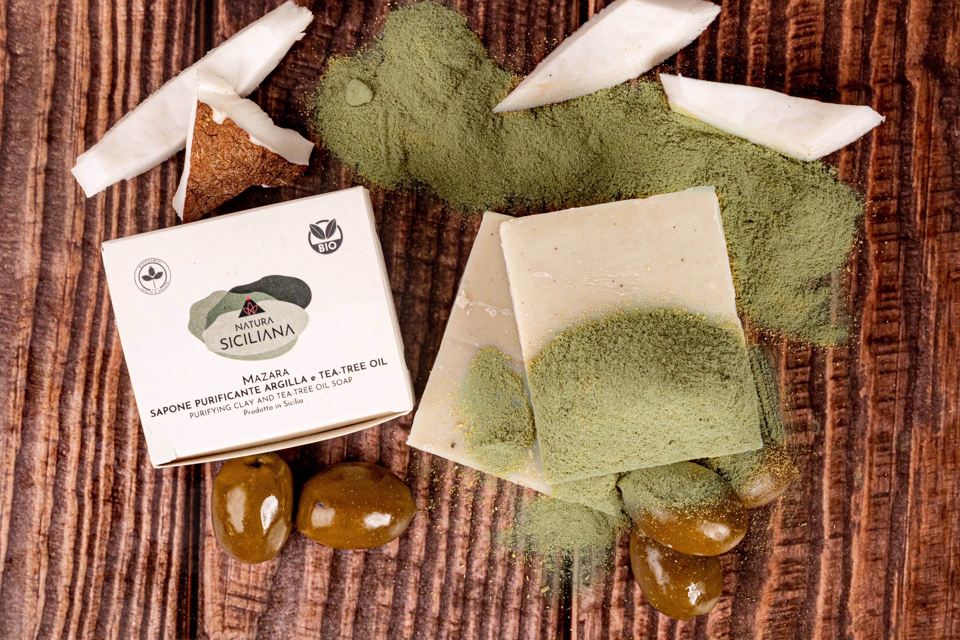 Natura Siciliana - Wholesale Bar Soap - Organic Solid Soap, Green Clay and Tea Tree Oil, Purifying2