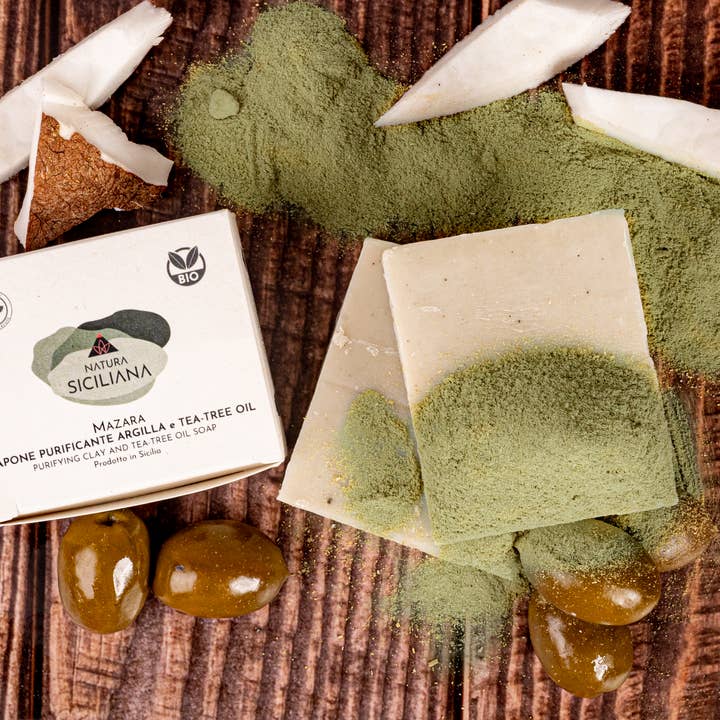 Natura Siciliana - Wholesale Bar Soap - Organic Solid Soap, Green Clay and Tea Tree Oil, Purifying2