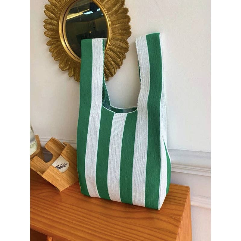 FurDecoration - Wholesale Tote Bag - Women's - Woven Handbag with Striking Contrast Color Stripes5