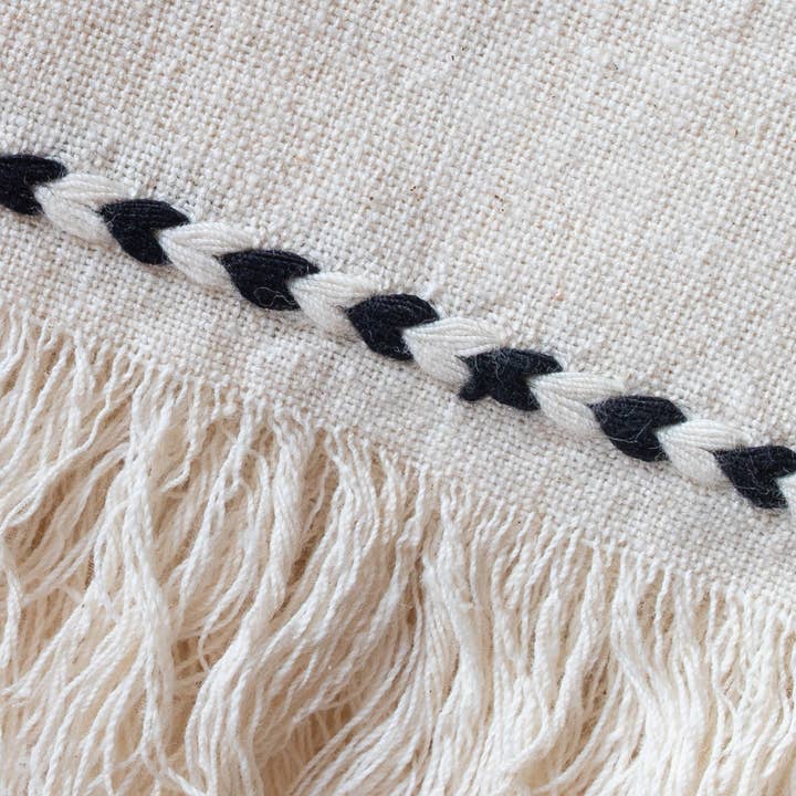 kd weave - Vente Serviettes de table en tissu - Serviette avec Détail de Tresse Noire | Lot de 22