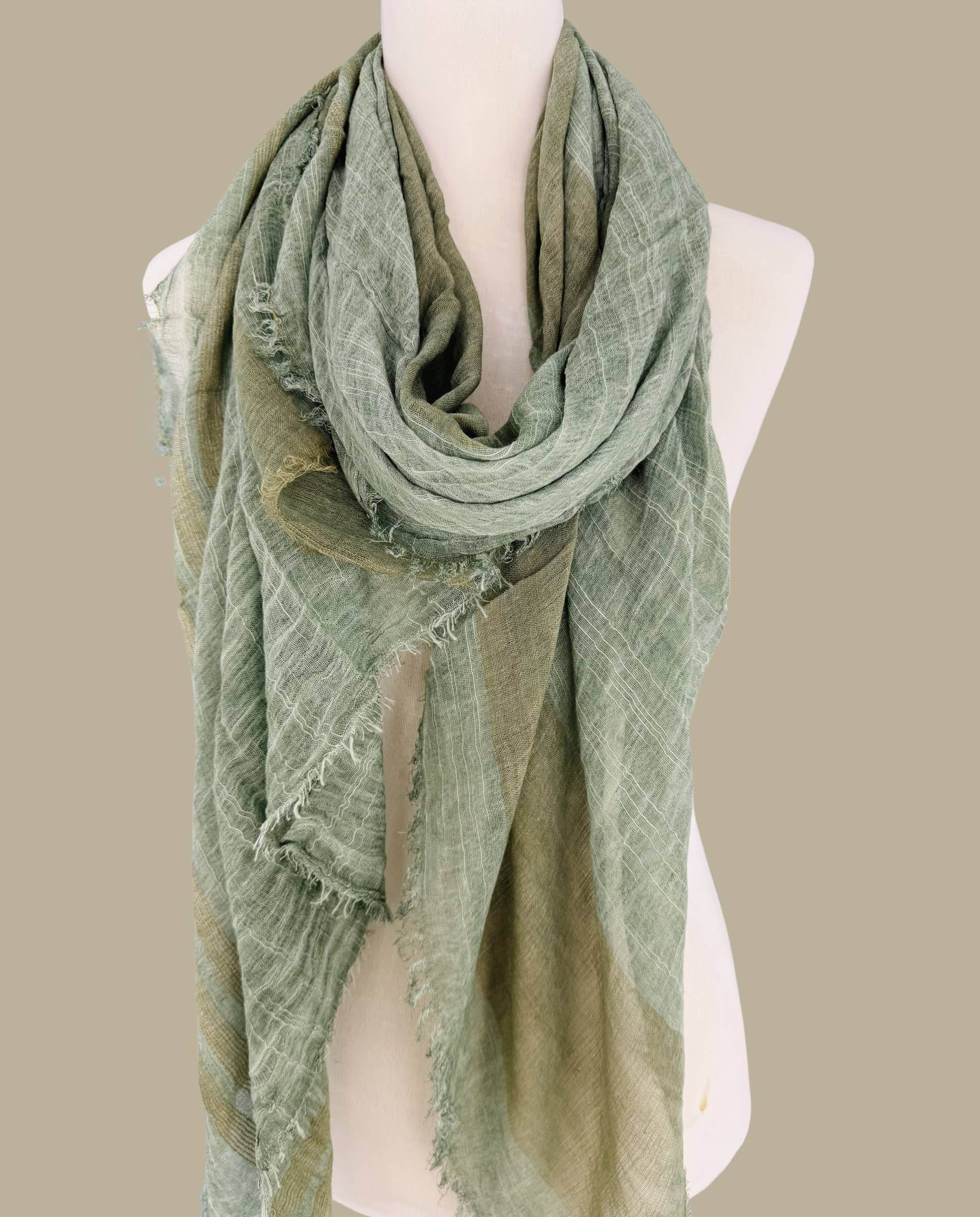 JC Sunny Fashion - Wholesale Scarf - Women's - Classic Vintage Stonewash Stripe-Trimmed Scarf10