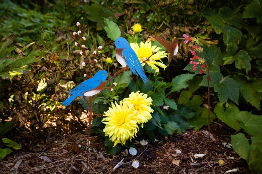 Elegant Garden Design - Wholesale Garden/Lawn Stake - Bluebirds on Pussy Willow Pick -Painted9