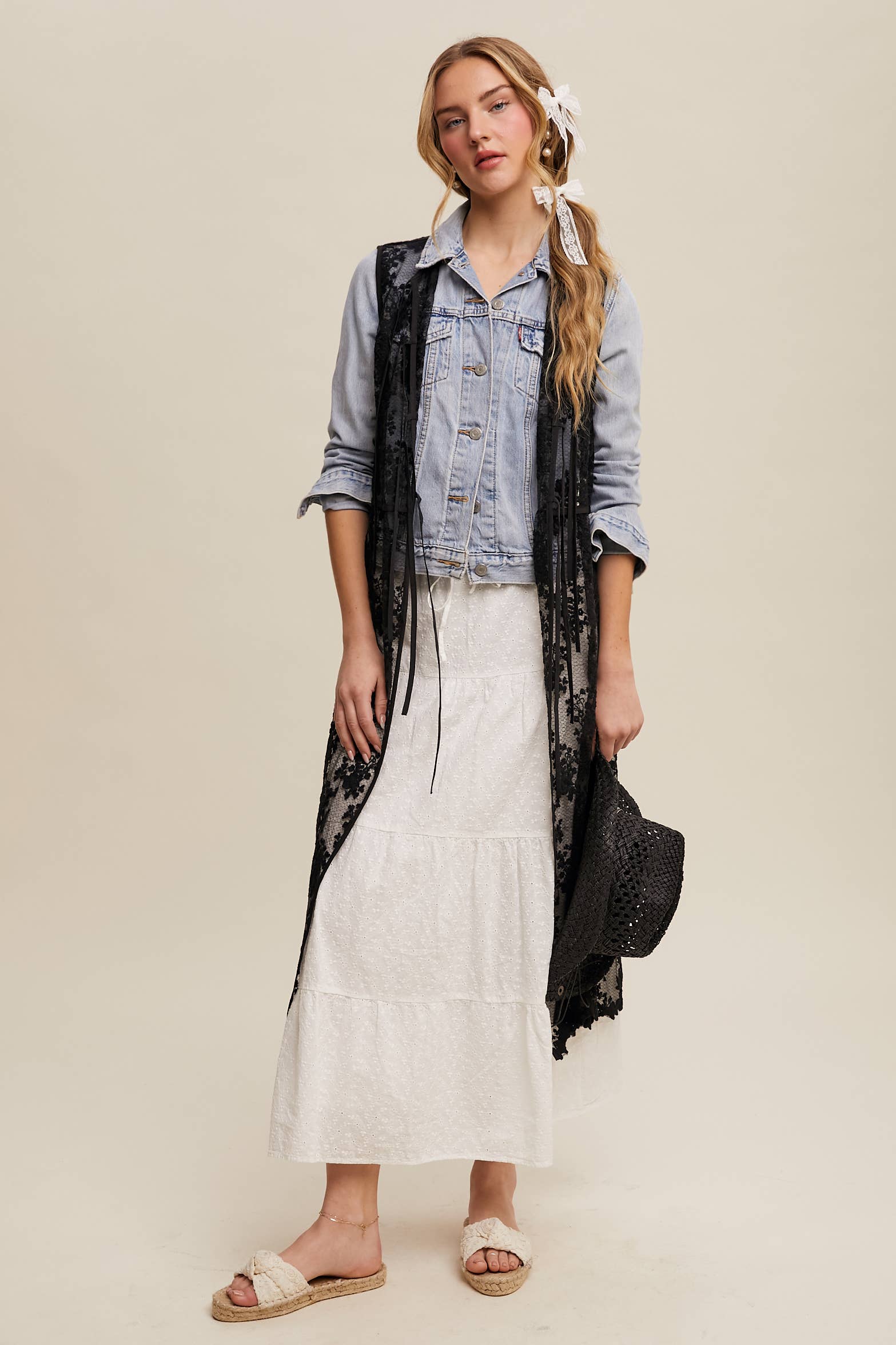 Listicle - Wholesale Outerwear Vest - Women's - Sheer Floral Embroidered Lace Vest22