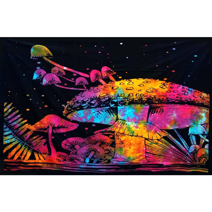 Psychedelic Mushroom Tye Dye Twin Tapestry for wholesale by Gypsy Rose