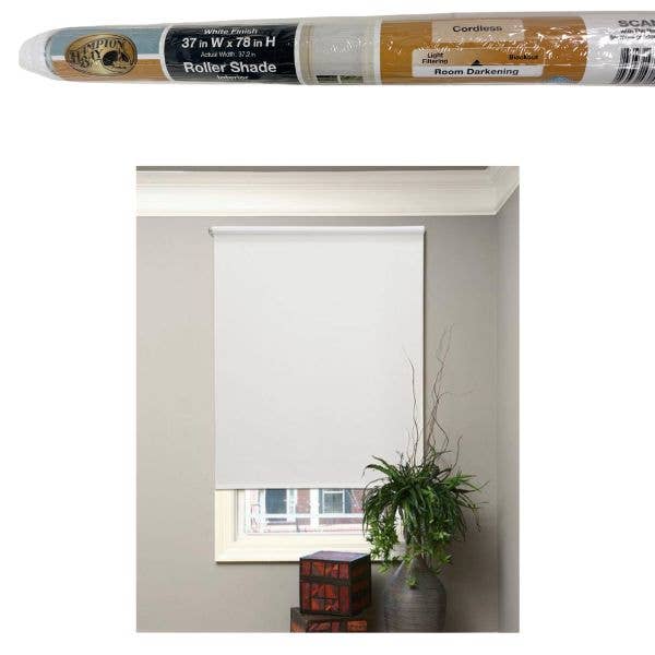 St. Louis Wholesale LLC - Wholesale Curtain - Hampton Bay - Cordless Roller Shade - White Finish - 37"x78"