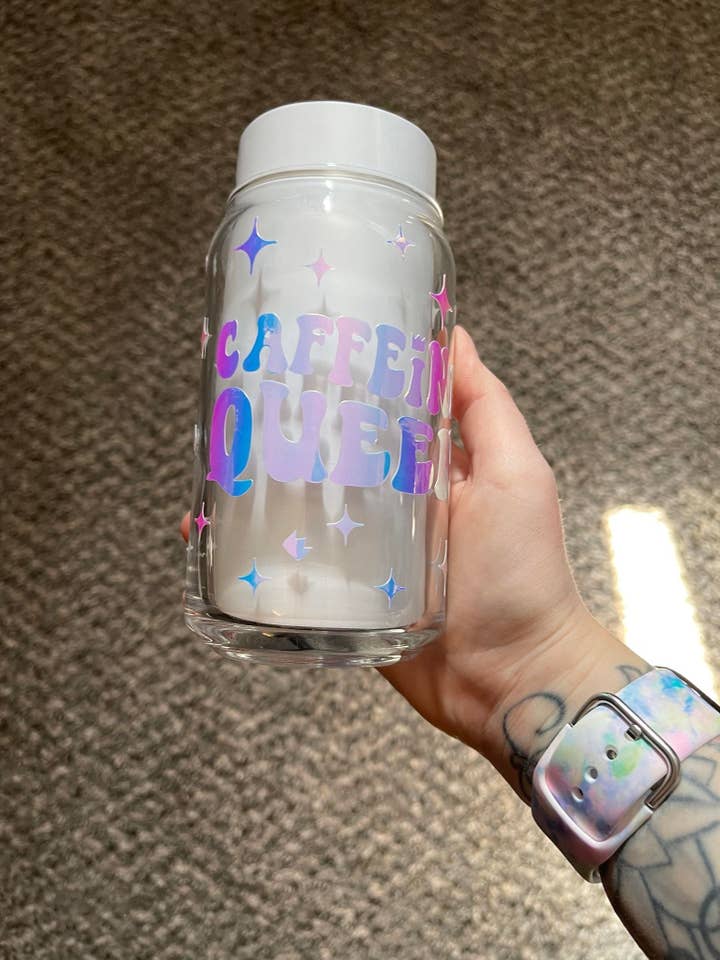 Koffein drottning Libbey Full Wrap Burkglas för wholesale av The Crazy Craft Girl LLC