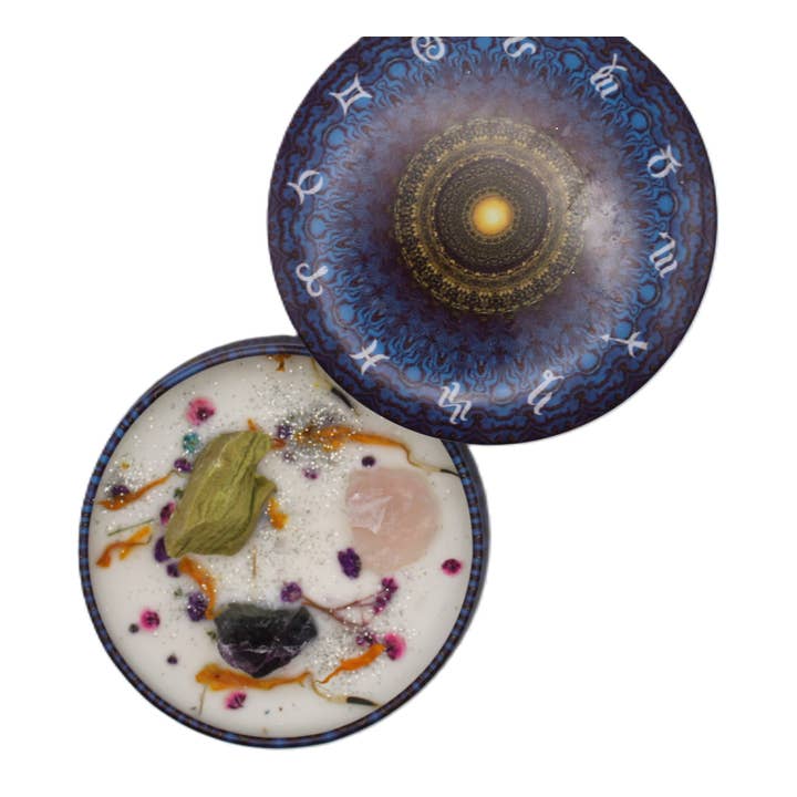 Organic Crystal Meditation Decorative Candle Purple Eye for wholesale by SWC Sisu Wellness Center