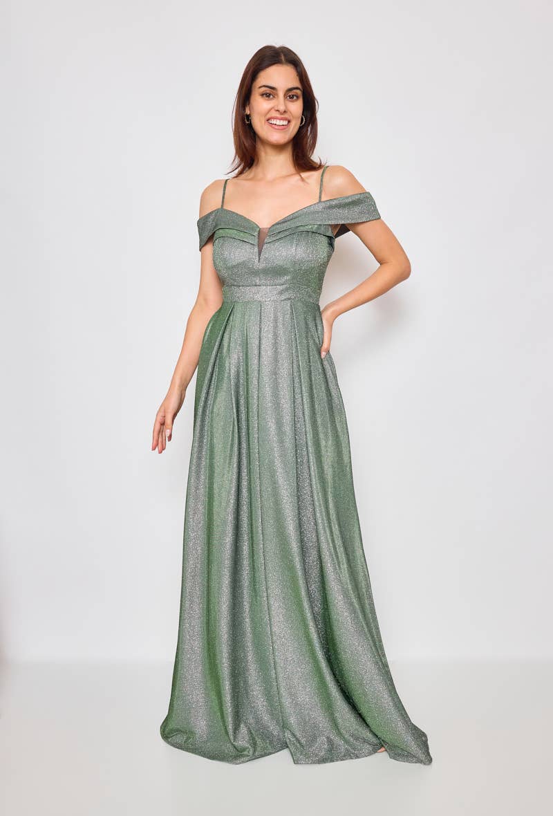 Lautinel - Wholesale Gown - Women's - Boat Neck Sequin Long Evening Dress R18367