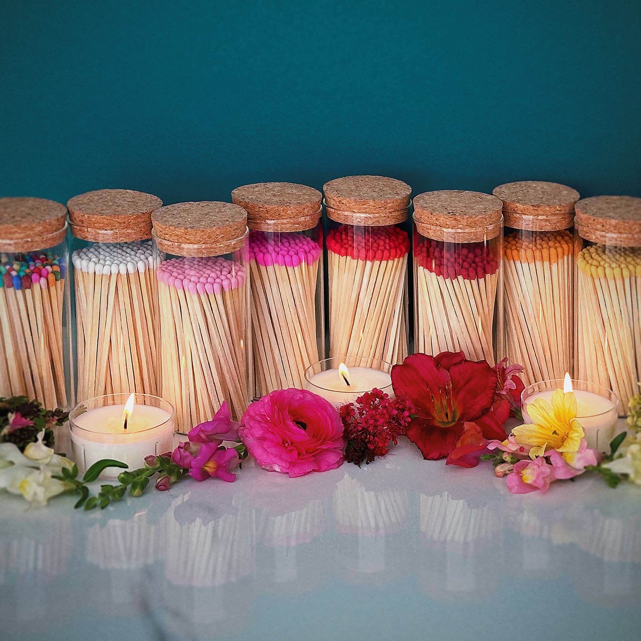 Thankful Greetings - Vendita all'ingrosso Fiammifero - Fiammiferi di sicurezza da 10 cm in barattolo con tappo in sughero grande - colori a scelta32