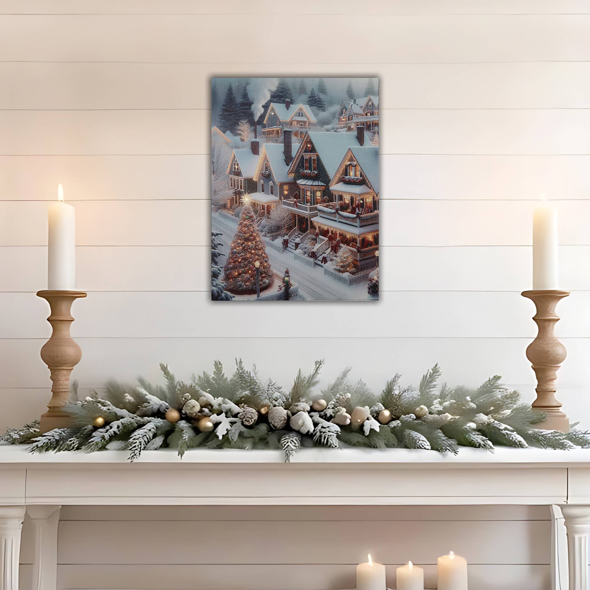 LumaBase - Wholesale Christmas Wall Art - Battery-Operated Lighted Wall Art - Christmas Town1