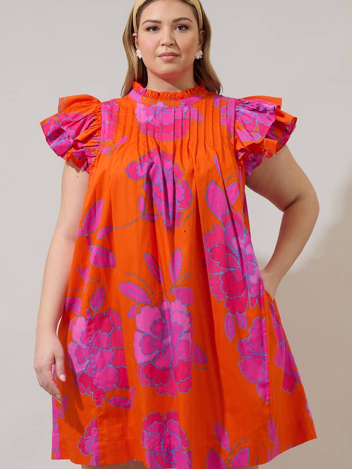 Nalani Floral Lovel Shift Mini Jurk Curve voor wholesale door Sugarlips