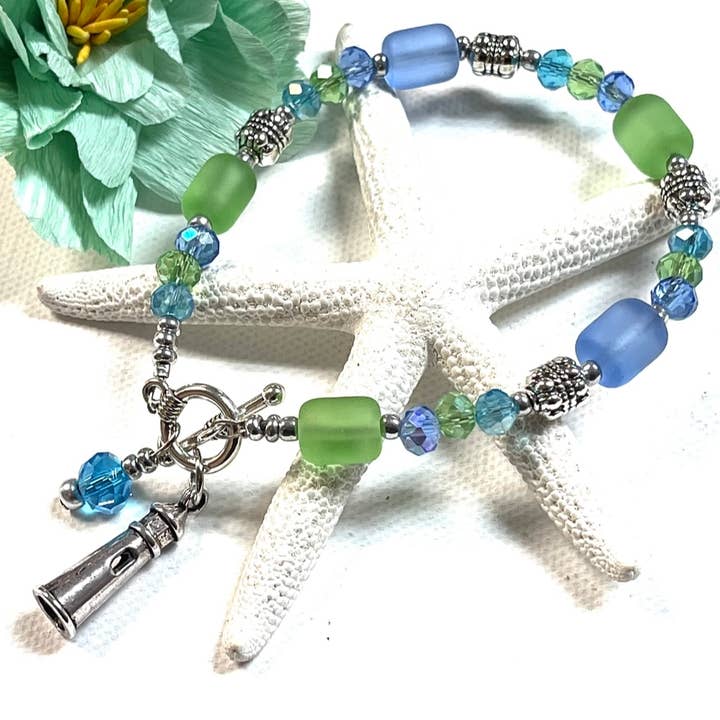 Devi Creations - Wholesale Charm/Dangle Bracelet - BRAC#44/Lighthouse- Sea Glass Lighthouse Bracelets Asst