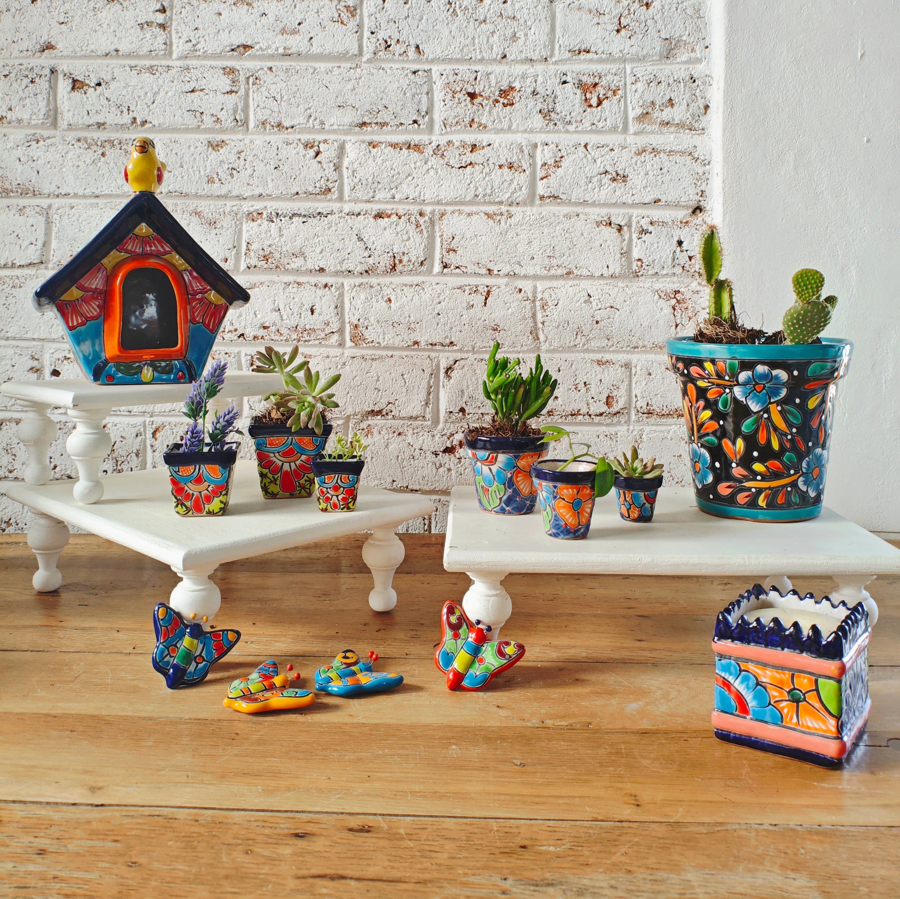 Craftway - Wholesale Plant Pot - Set of 3 Tiny Talavera Pyramid Pots1