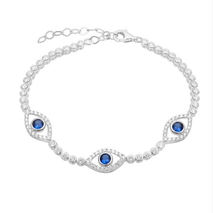 Navy Blue Evil Eye Tennis Bracelet for wholesale by Selen Jewels