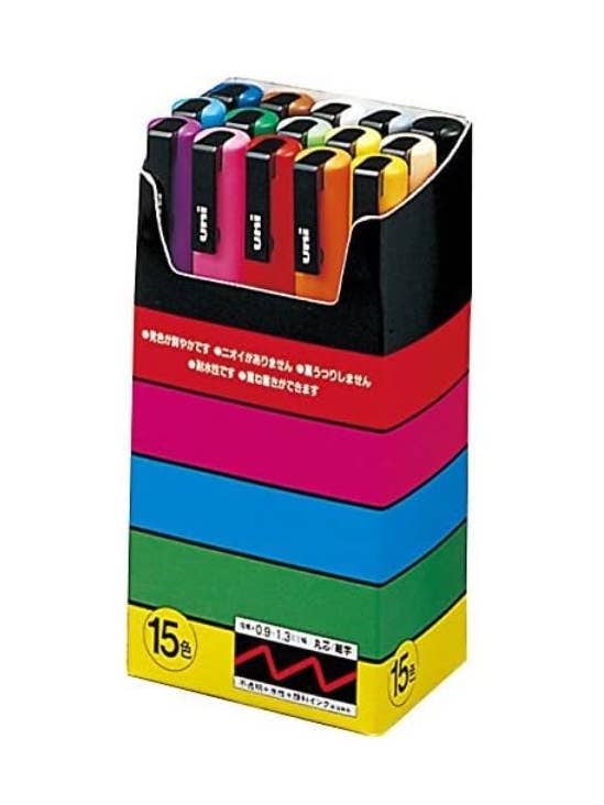 POSCA 15-Color Paint Marker Set – Uni PC-3M Acrylic Pens for wholesale by 「FUNJI」In Japan