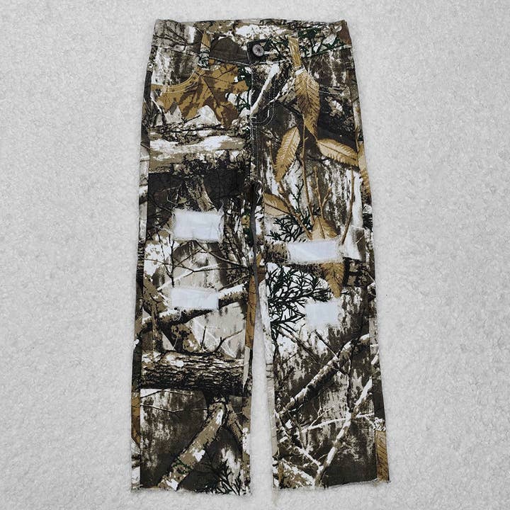 Pantalon en denim déchiré camouflage Real Tree pour bébés garçons pour la vente par Aier Wholesale