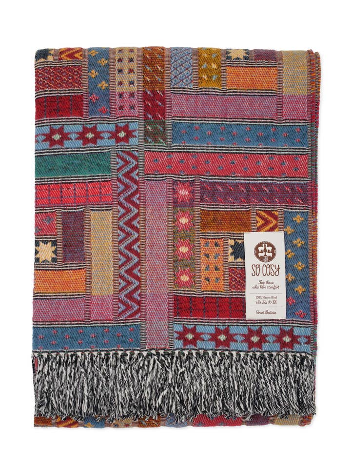 Elin Merino Wool Throw in Red for wholesale by So Cosy Ltd.