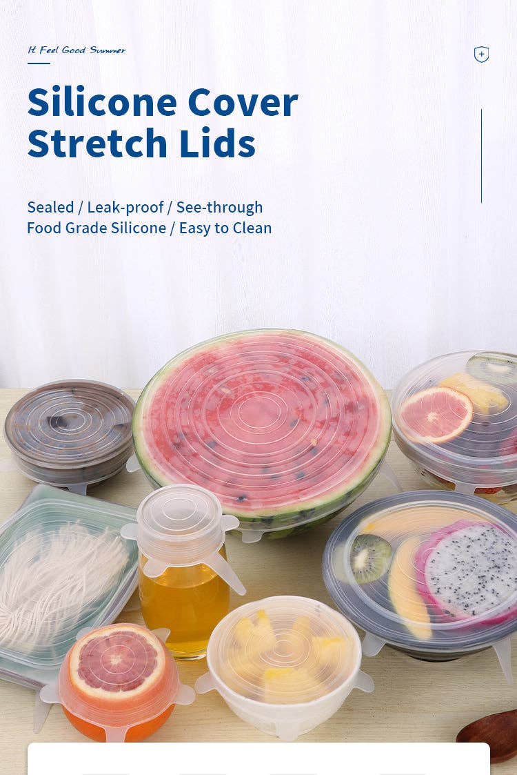 Farben mischen und anpassen Wiederverwendbare elastische Silikondeckel in Lebensmittelqualität, 6 Stück, Mindestbestellmenge 10 Stück für den Großhandel auf Faire1