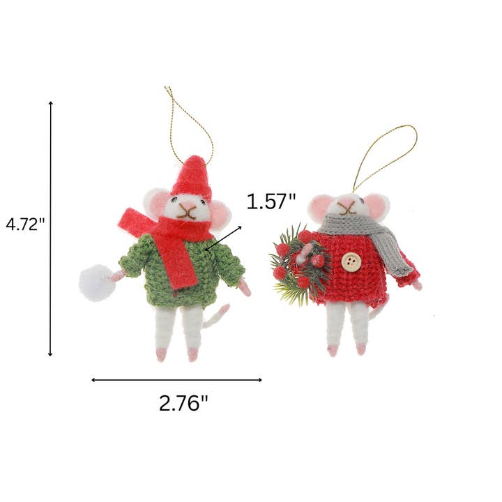 IH Casa Decor - Wholesale Ornament Set - WOOL HANGING ORNAMENT (MOUSE/MOUSE) (ASSTD)2
