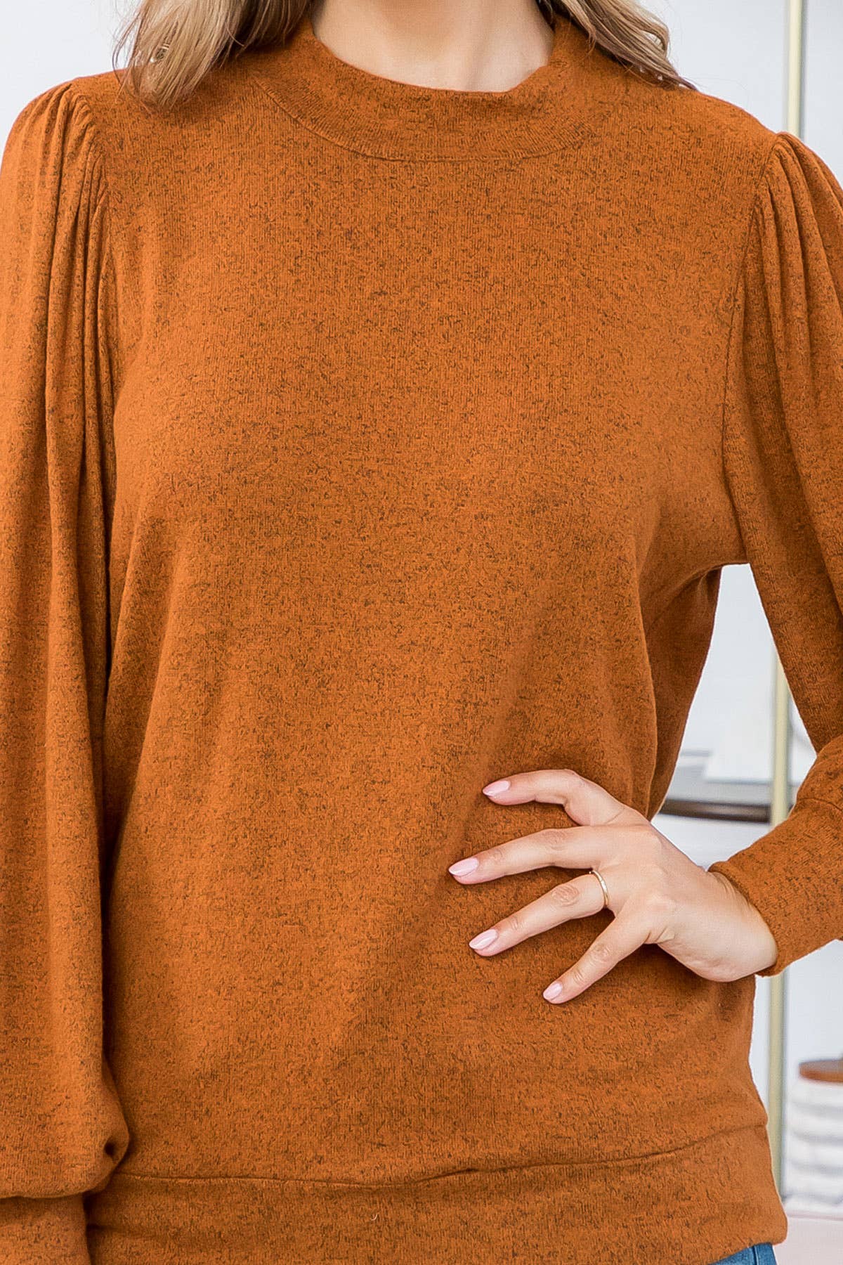 You & Me - Vente Haut en maille – femme - VENTE ! ! ! PPT21143 - HAUT À MANCHES BOUFFANTES À COL ROND - ANTHRACITE51