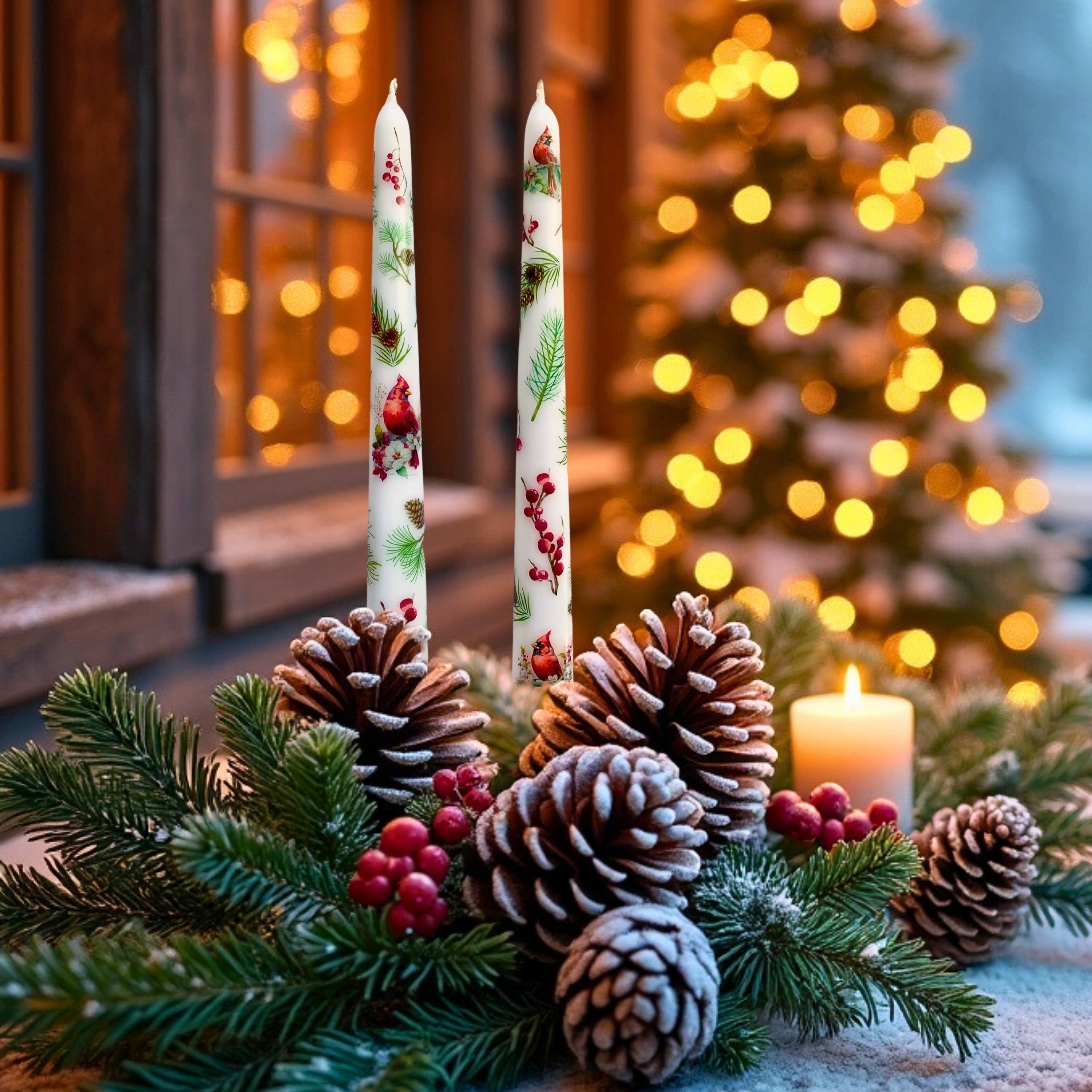 Designs by Michaela - Wholesale Tapered Candle/Candlestick - Red Cardinal Christmas Taper Candle Decor for Home6